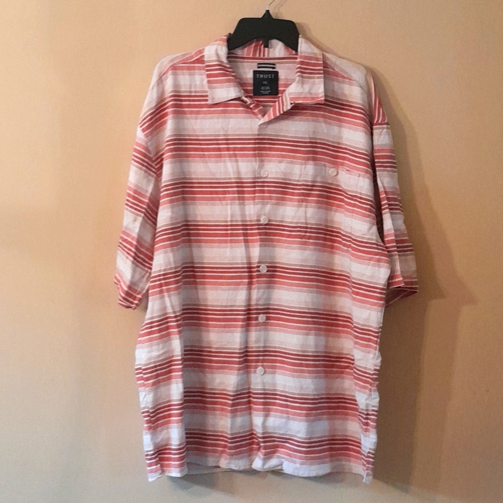 Trust Men's Linen Blend Button Down Shirt Size XXL